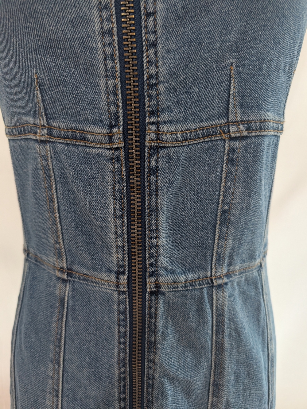 Tinseltown Light Blue Zip-Front Denim Overall Dress - Picture 4 of 7